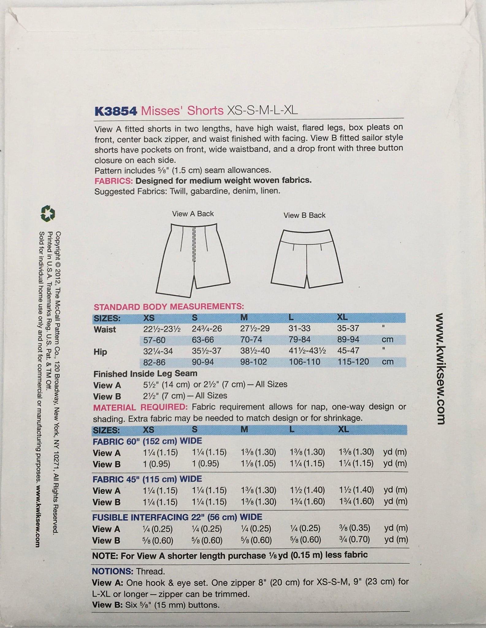 2012 Sewing Pattern: Kwik Sew K3854 – Vintage Stitch Australia
